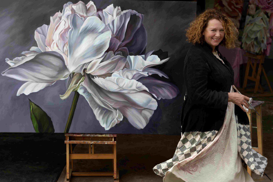 Jacqueline Coates Romantic White Peony Painting